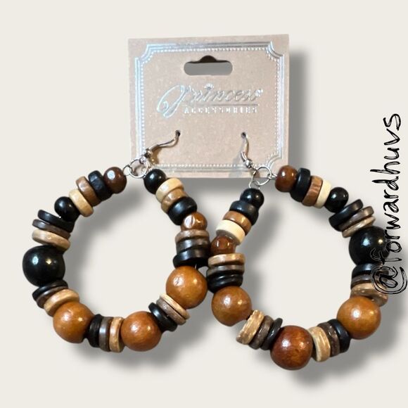 Bundle Sale 3 for $15 | Princess Accessories Brown Hoop Earrings - Picture 1 of 8